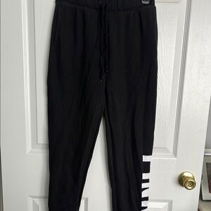 PINK Victoria's Secret Black Joggers with Vertical Branding